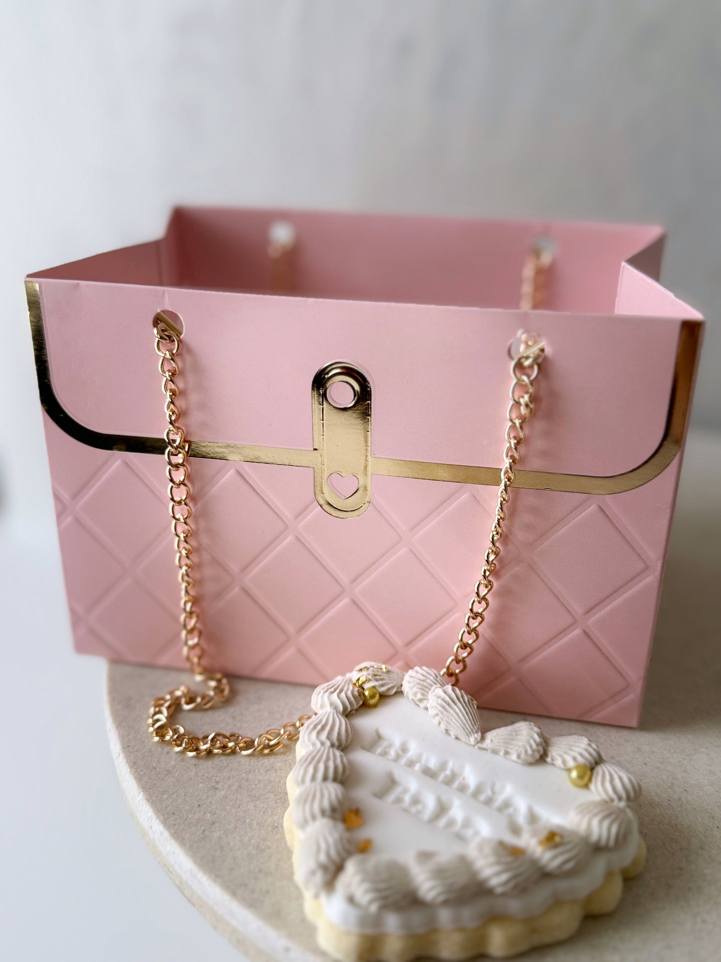 Embossed Quilted Gift Bag - Pink