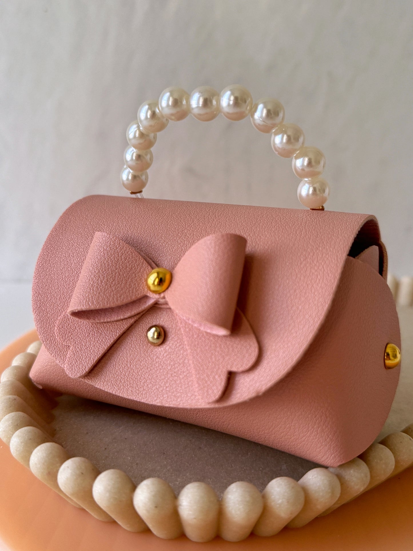 Mini Pearl Handle Gift Bag - Pink