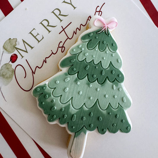 Wavy Bow Christmas Tree Cookie Stamp & Cutter