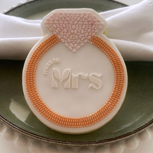 Miss to Mrs Beaded Diamond Ring Cookie Stamp & Cutter