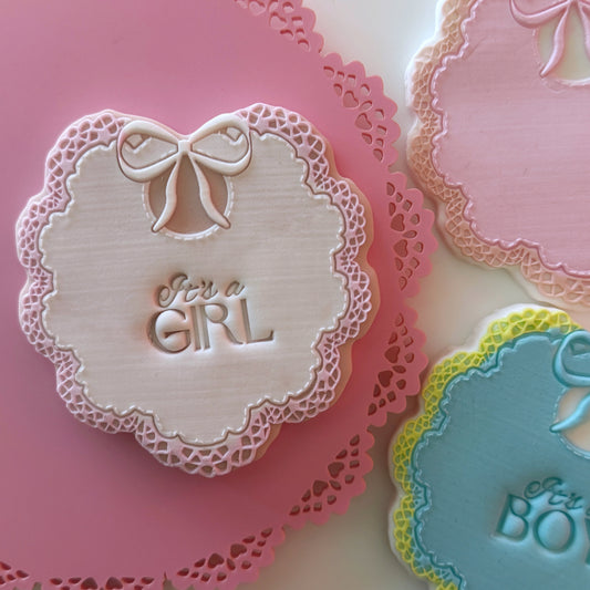 Lace Baby Bib Cookie Stamp & Cutter