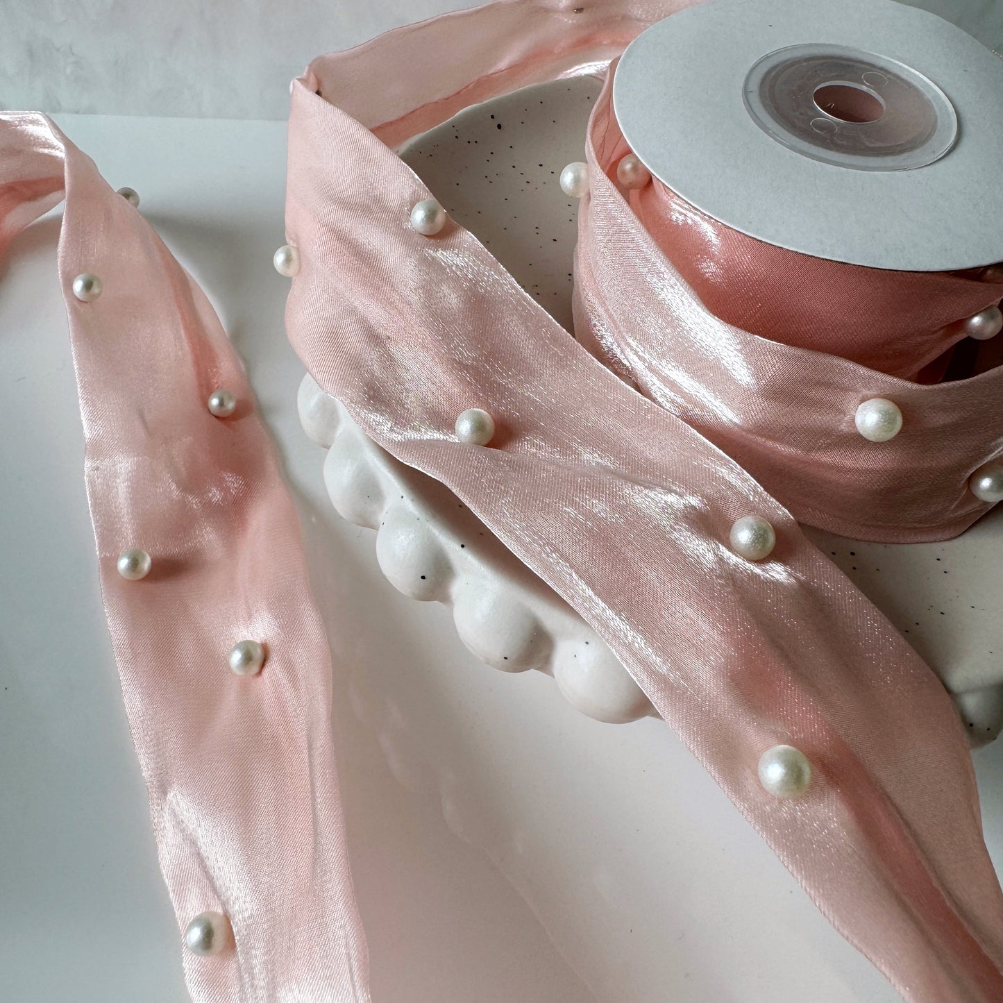 Pearl Silk Ribbon - Pink