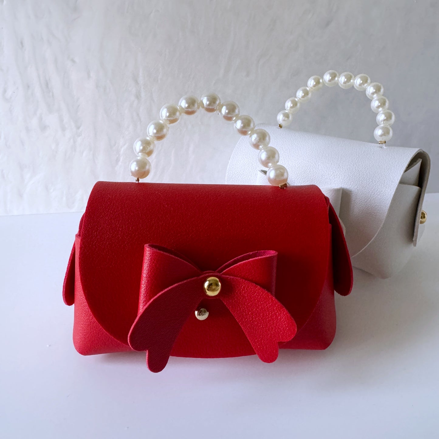 Mini Pearl Handle Gift Bag - Red