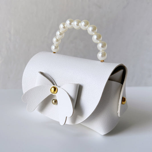 Mini Pearl Handle Gift Bag - White