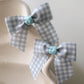 Baby Blue Gingham Pre tied bows (10pk)