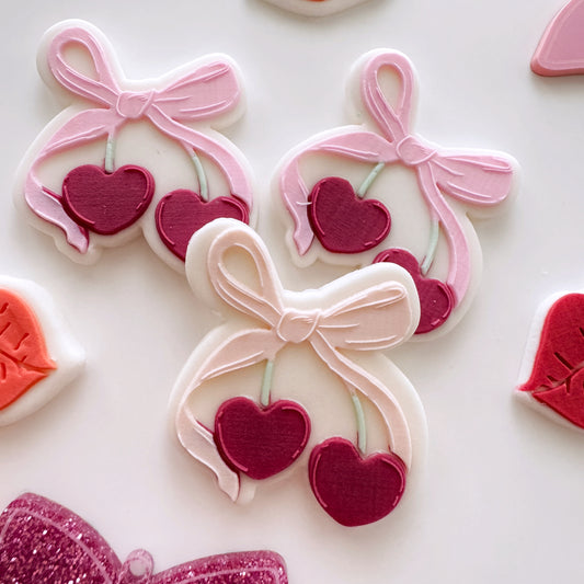 5cm Heart Cherrys with Bow Cookie Stamp & Cutter