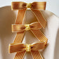 Yellow & Cream Stripe Grosgrain Pre tied bows (10pk)