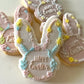 Floral Bunny Ears Happy Easter Cookie Stamp and Cutter