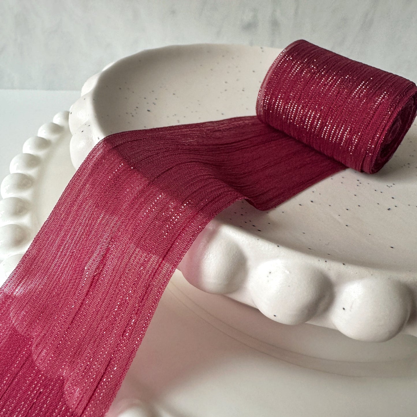 Cotton Shimmer Ribbon - Burgundy