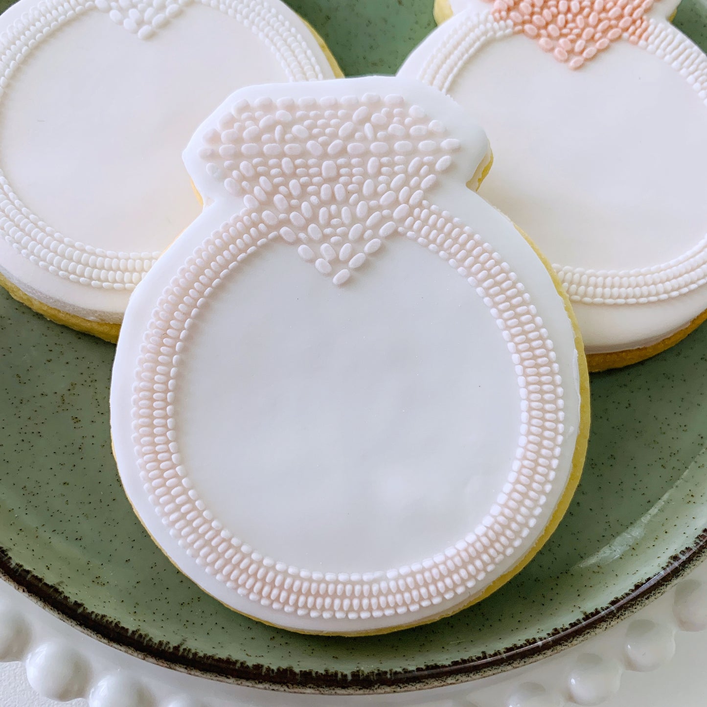 Beaded Diamond Ring Cookie Stamp & Cutter