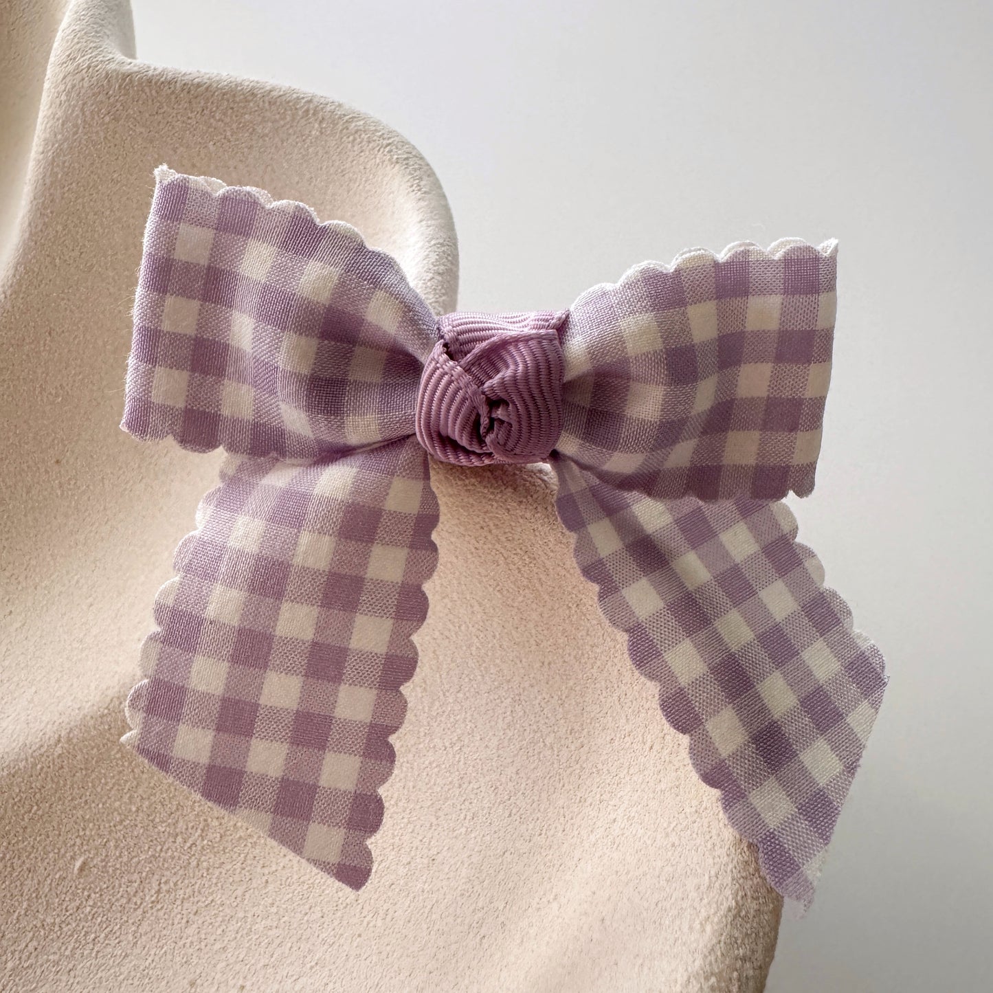 Lilac Gingham Pre tied bows (10pk)