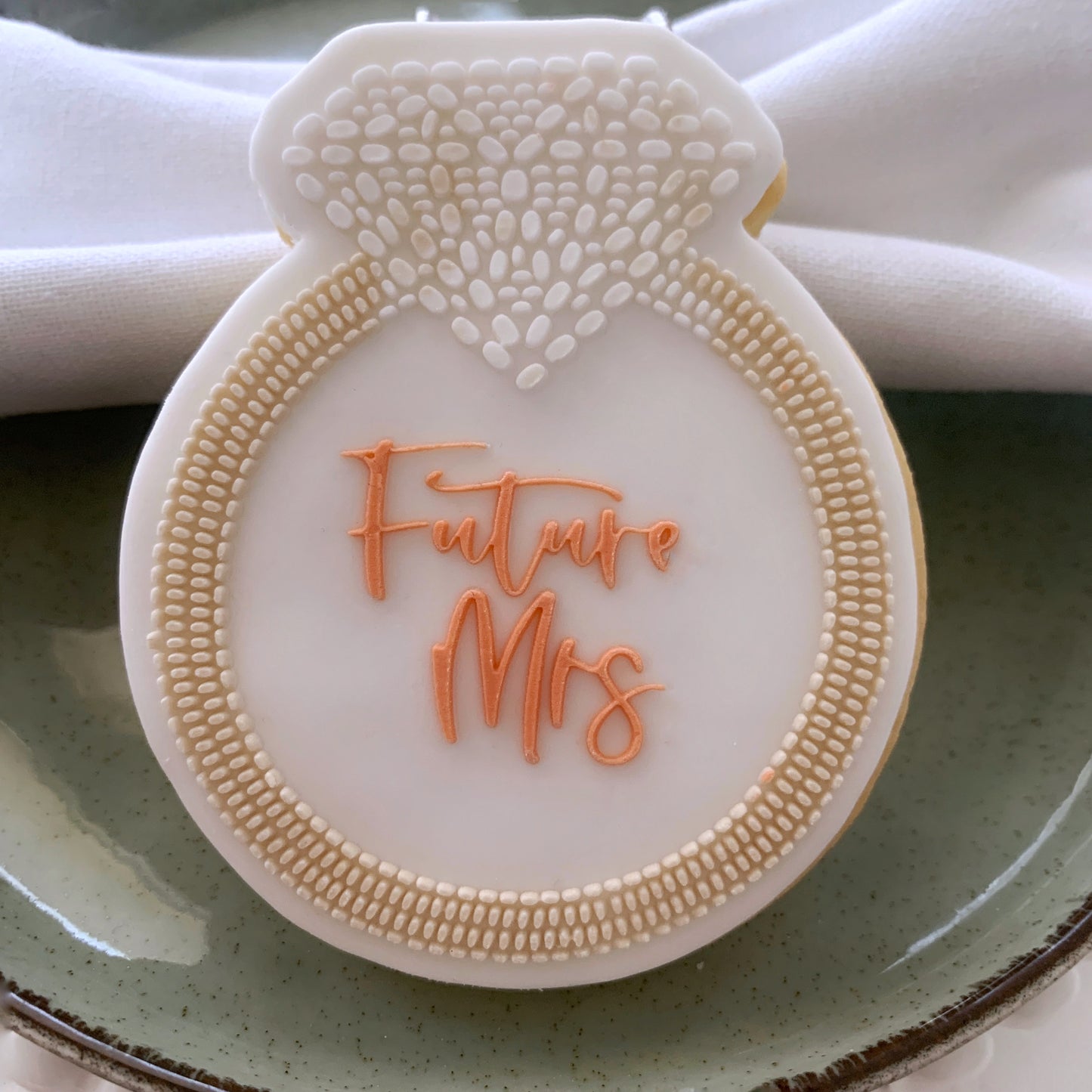 Future Mrs Beaded Diamond Ring Cookie Stamp & Cutter