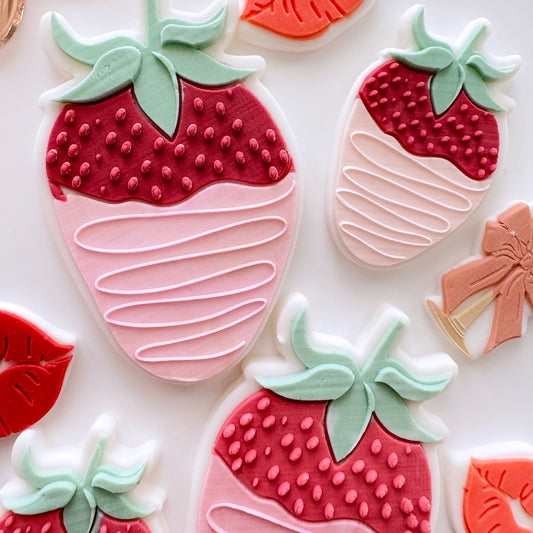 Standard Chocolate Coated Strawberry Cookie Stamp & Cutter