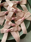 Baby Pink & Cream Stripe Grosgrain Pre tied bows (10pk)