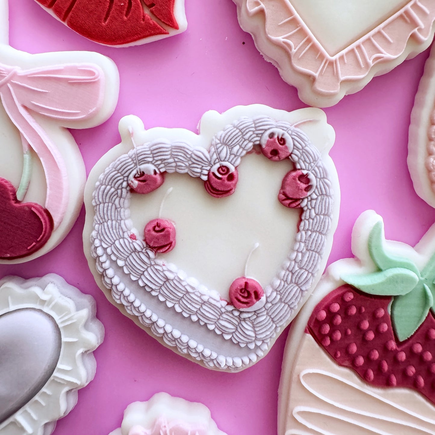 Mini Heart Cake Cookie Stamp & Cutter