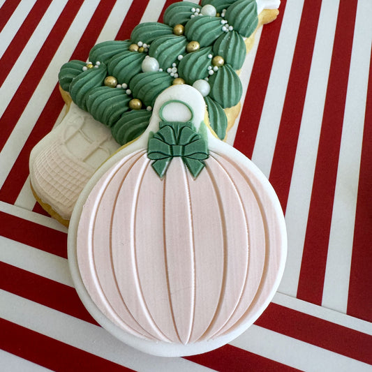 Standard Christmas Stripe Bauble Cookie Stamp & Cutter