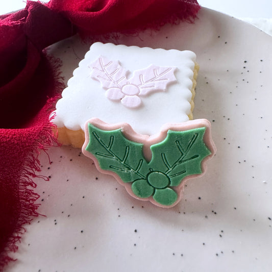 Petite Holly Cookie Stamp & Cutter