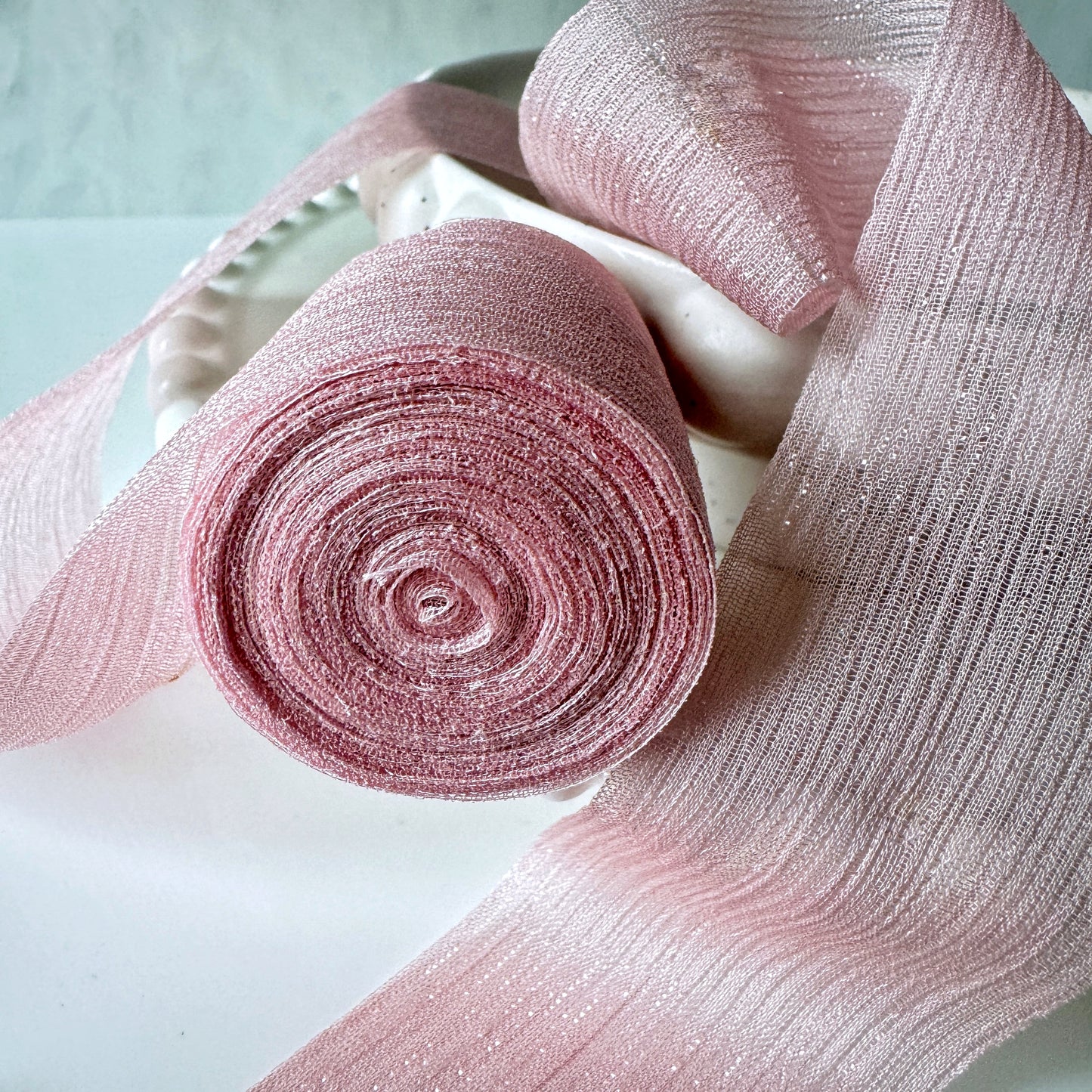 Cotton Shimmer Ribbon - Rose