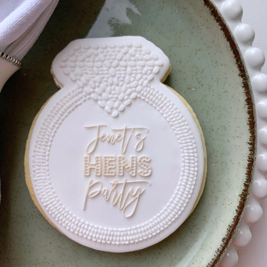 Personalised Beaded Diamond Ring Cookie Stamp & Cutter