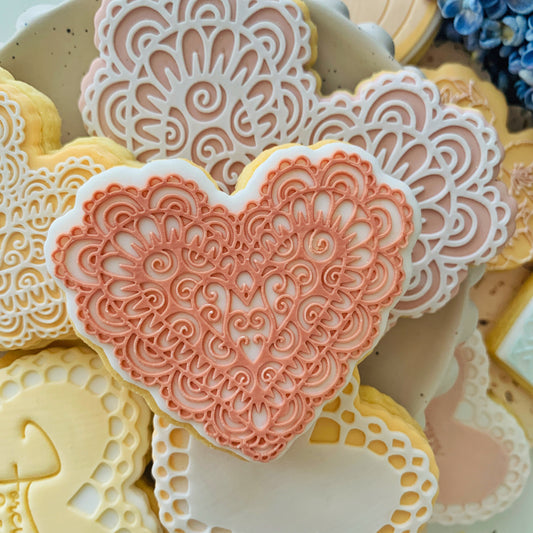 Lacey Heart Cookie Stamp & Cutter