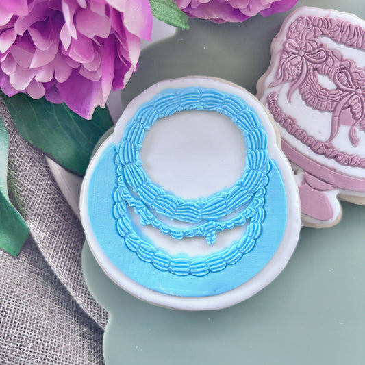 Round Lambeth Cake Cookie Stamp & Cutter