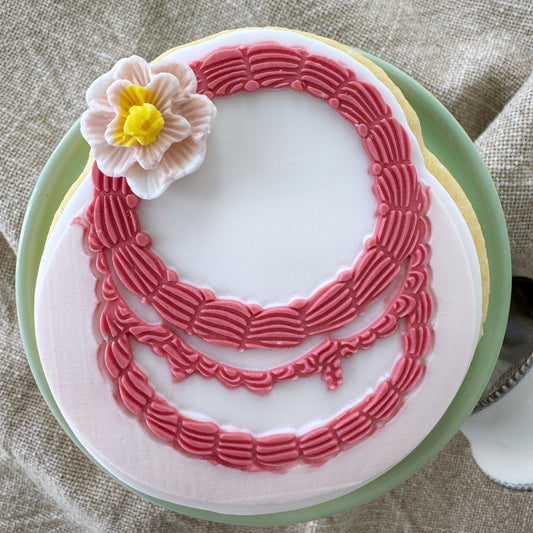 Round Lambeth Cake Cookie Stamp & Cutter