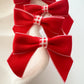 Solid Red with Check Contrast Pre tied bows (10pk)