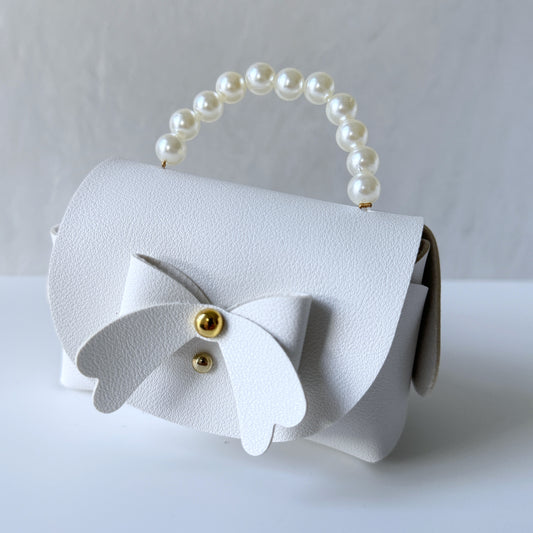 Mini Pearl Handle Gift Bag - White