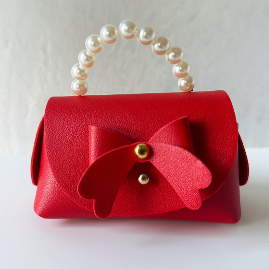 Mini Pearl Handle Gift Bag - Red