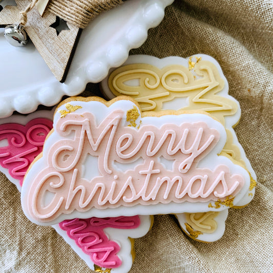 Merry Christmas Cookie Stamp & Cutter