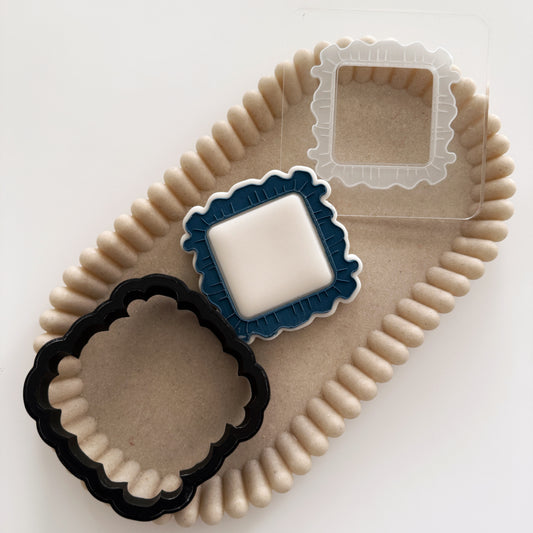 Cutout Square Frilled Edge Cookie Stamp & Cutter