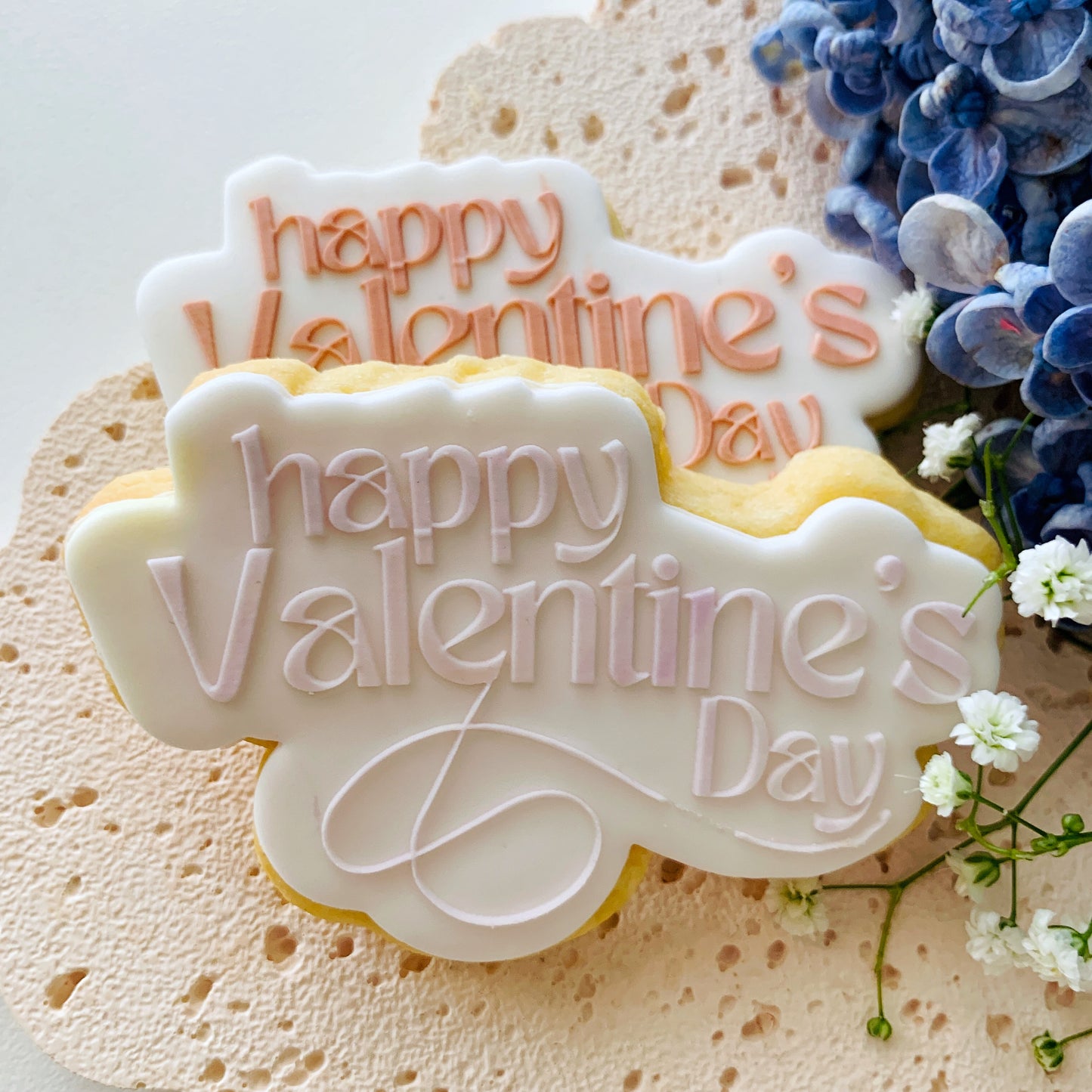 Modern Happy Valentine’s Day Cookie Stamp & Cutter