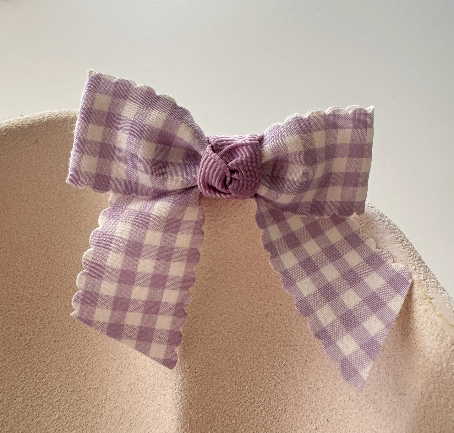 Lilac Gingham Pre tied bows (10pk)