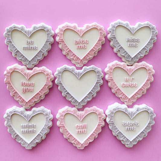 Frilled Heart Love notes Cookie Plate & Cutter