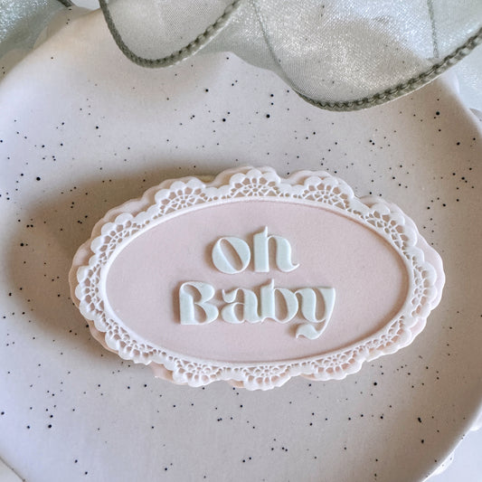 Oh Baby Lace Border Cookie Stamp & Cutter