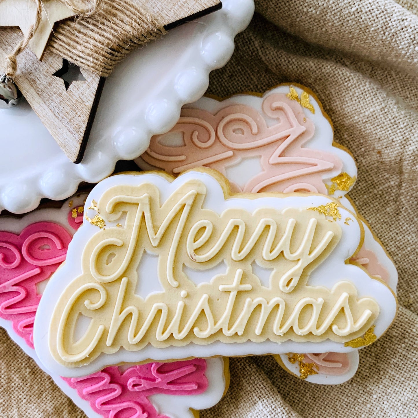 Standard Merry Christmas Cookie Stamp & Cutter