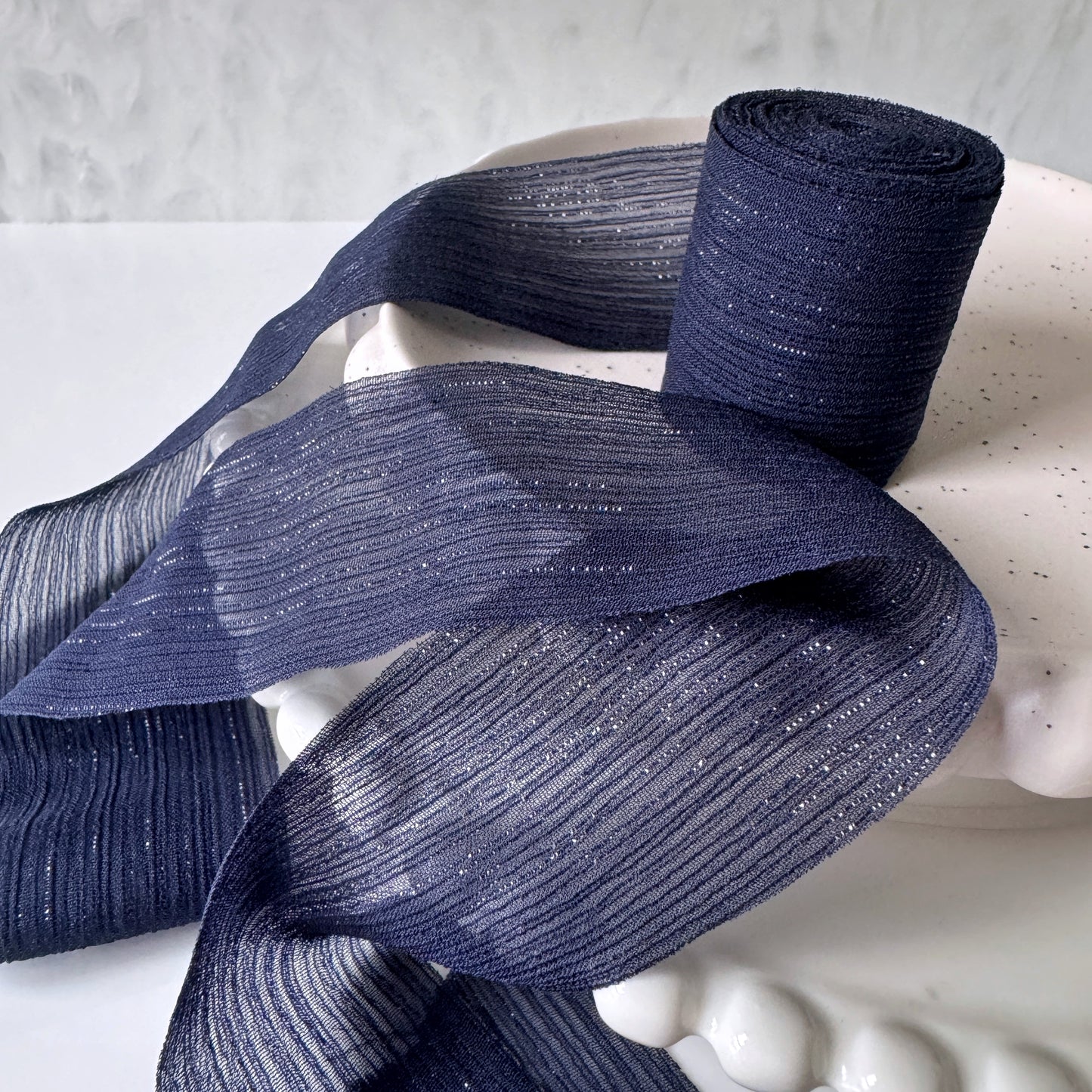 Cotton Shimmer Ribbon - Navy