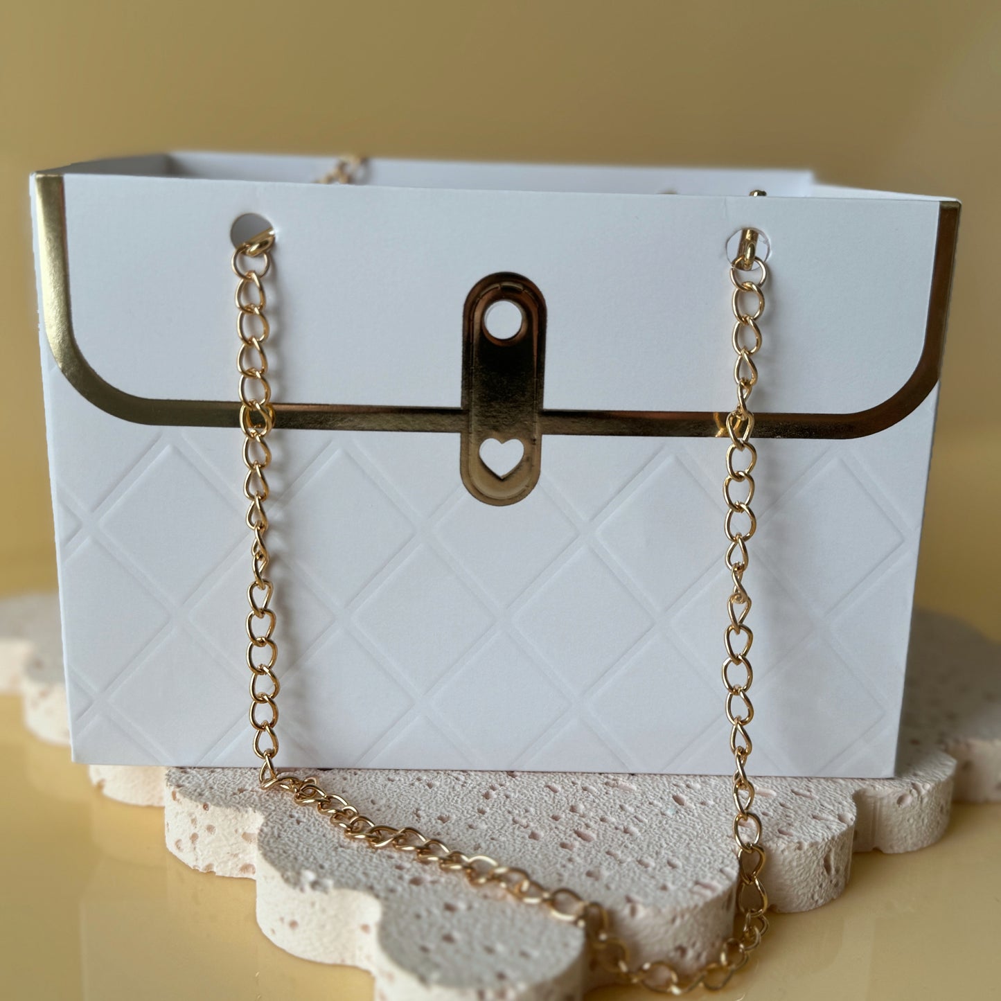 Embossed Quilted Gift Bag - White