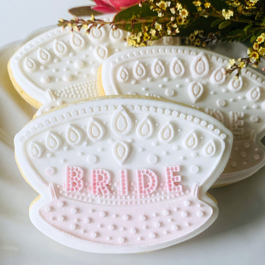 Small Glam Bride Hat Cookie Stamp & Cutter