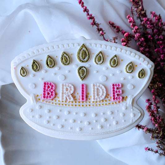 Large Glam Bride Hat Cookie Stamp & Cutter